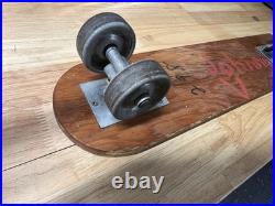 RARE Antique Vintage 1960s Wooden Wood Early Skateboard Surfer Metal Wheels
