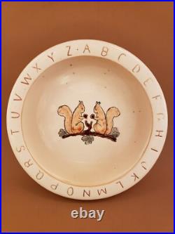 RARE Antique Weller Pottery Cereal Bowl Squirrels ABC For Child Baby 1920- 1930s