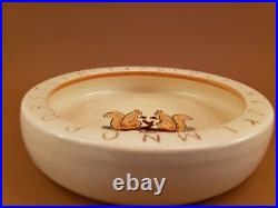 RARE Antique Weller Pottery Cereal Bowl Squirrels ABC For Child Baby 1920- 1930s