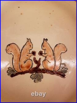 RARE Antique Weller Pottery Cereal Bowl Squirrels ABC For Child Baby 1920- 1930s