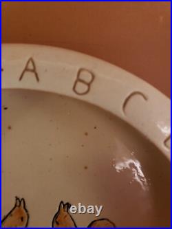 RARE Antique Weller Pottery Cereal Bowl Squirrels ABC For Child Baby 1920- 1930s