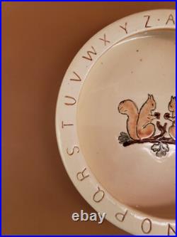 RARE Antique Weller Pottery Cereal Bowl Squirrels ABC For Child Baby 1920- 1930s