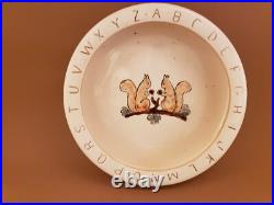 RARE Antique Weller Pottery Cereal Bowl Squirrels ABC For Child Baby 1920- 1930s