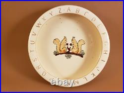 RARE Antique Weller Pottery Cereal Bowl Squirrels ABC For Child Baby 1920- 1930s