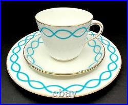 RARE Antique c1912 Minton Porcelain Breakfast Tea Trio Large Blue Ribbon Pat8466 RARE Antique c1912 Minton Porcelain Breakfast Tea Trio Large Blue Ribbon Pat8466