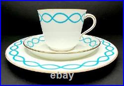 RARE Antique c1912 Minton Porcelain Breakfast Tea Trio Large Blue Ribbon Pat8466 RARE Antique c1912 Minton Porcelain Breakfast Tea Trio Large Blue Ribbon Pat8466