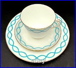 RARE Antique c1912 Minton Porcelain Breakfast Tea Trio Large Blue Ribbon Pat8466 RARE Antique c1912 Minton Porcelain Breakfast Tea Trio Large Blue Ribbon Pat8466