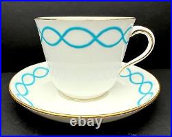 RARE Antique c1912 Minton Porcelain Breakfast Tea Trio Large Blue Ribbon Pat8466 RARE Antique c1912 Minton Porcelain Breakfast Tea Trio Large Blue Ribbon Pat8466