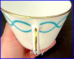 RARE Antique c1912 Minton Porcelain Breakfast Tea Trio Large Blue Ribbon Pat8466 RARE Antique c1912 Minton Porcelain Breakfast Tea Trio Large Blue Ribbon Pat8466