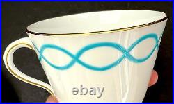 RARE Antique c1912 Minton Porcelain Breakfast Tea Trio Large Blue Ribbon Pat8466 RARE Antique c1912 Minton Porcelain Breakfast Tea Trio Large Blue Ribbon Pat8466