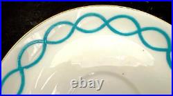 RARE Antique c1912 Minton Porcelain Breakfast Tea Trio Large Blue Ribbon Pat8466 RARE Antique c1912 Minton Porcelain Breakfast Tea Trio Large Blue Ribbon Pat8466