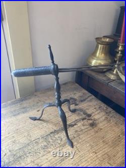 RARE! Antique primitive 1700s Early 1800s Three Leg Wrought Iron Goffering iron