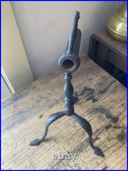 RARE! Antique primitive 1700s Early 1800s Three Leg Wrought Iron Goffering iron