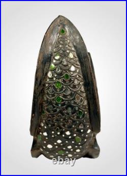 RARE Burmese HINTHA Hamsa Temple Figure Hand Carved Wood Mirror Inlay Mandalay