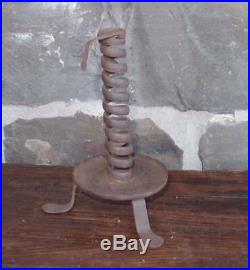 RARE EARLY 18th Century WROUGHT IRON CANDLESTICK EARLY LIGHTING 1700's NR
