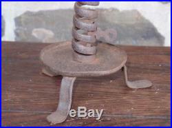 RARE EARLY 18th Century WROUGHT IRON CANDLESTICK EARLY LIGHTING 1700's NR