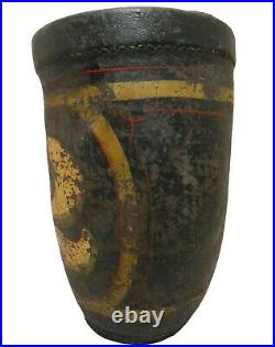 RARE EARLY 19TH C AMERICAN ANTIQUE HND DEC LEATHER FIRE BUCKET, WithGOLD GILT # 2