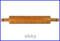 RARE EARLY 19TH C AMERICAN ANTIQUE TIGER MAPLE WOOD ROLLING PIN WithCARVED HANDLES