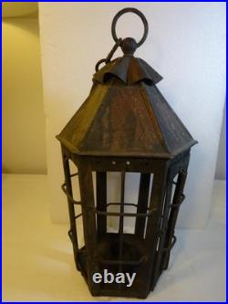 RARE EARLY ANTIQUE PRIMITIVE Hanging Cage Candle Lantern NICE EARLY PRIMITIVE