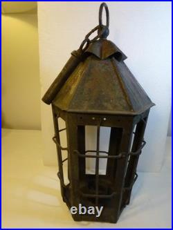RARE EARLY ANTIQUE PRIMITIVE Hanging Cage Candle Lantern NICE EARLY PRIMITIVE