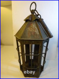 RARE EARLY ANTIQUE PRIMITIVE Hanging Cage Candle Lantern NICE EARLY PRIMITIVE