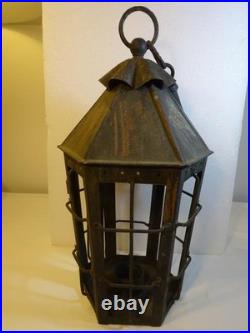 RARE EARLY ANTIQUE PRIMITIVE Hanging Cage Candle Lantern NICE EARLY PRIMITIVE