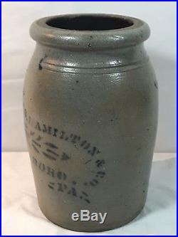 RARE EARLY Antique Original Jas Hamilton & Co 1 Gallon Salt Glazed Crock MINT ++