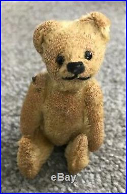 RARE EARLY C1900s Antique Miniature Steiff Bear Medium BROWN Mohair 3.5 NO ID