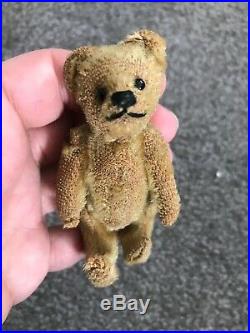 RARE EARLY C1900s Antique Miniature Steiff Bear Medium BROWN Mohair 3.5 NO ID