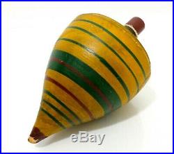 RARE EARLY-MID 19TH C AMERICAN ANTIQUE WOODEN SPINNING TOP, WithORIG PERIOD PAINT