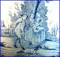 RARE EARLY to MID 18th. C LARGE HAND PAINTED DELFT WALL PLAQUE of a RURAL SCENE