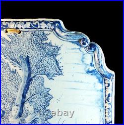 RARE EARLY to MID 18th. C LARGE HAND PAINTED DELFT WALL PLAQUE of a RURAL SCENE