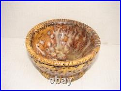 RARE Early 1800 Antique Yellow Ware Drip Glazed Incized Stoneware POTTERY Bowl