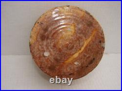 RARE Early 1800 Antique Yellow Ware Drip Glazed Incized Stoneware POTTERY Bowl