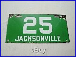 RARE Early 1910-1914 Antique License Plate Tag Jacksonville FL PORCELAIN #25
