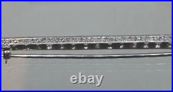 RARE Early 20thC Platinum 17 Old Cut Diamonds Bar Brooch Over 4 Carats Stunning