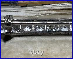 RARE Early 20thC Platinum 17 Old Cut Diamonds Bar Brooch Over 4 Carats Stunning