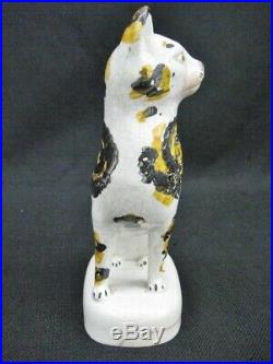 RARE Early Antique 1850s Seated Calico Staffordshire Porcelain Cat England