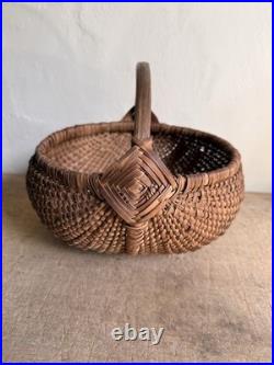 RARE Early Antique 19th C Handmade Basket Patina AMAZING GOD's Eyes