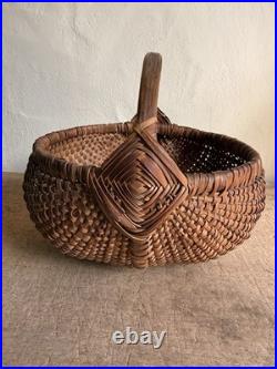 RARE Early Antique 19th C Handmade Basket Patina AMAZING GOD's Eyes