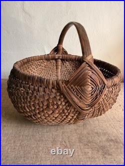 RARE Early Antique 19th C Handmade Basket Patina AMAZING GOD's Eyes