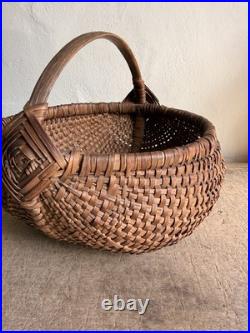 RARE Early Antique 19th C Handmade Basket Patina AMAZING GOD's Eyes