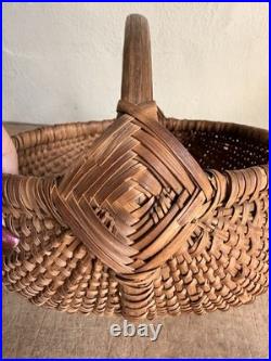 RARE Early Antique 19th C Handmade Basket Patina AMAZING GOD's Eyes