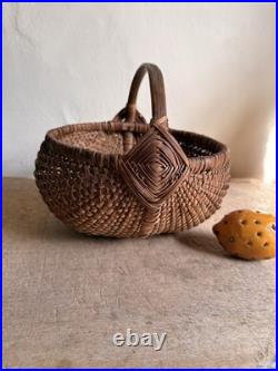 RARE Early Antique 19th C Handmade Basket Patina AMAZING GOD's Eyes