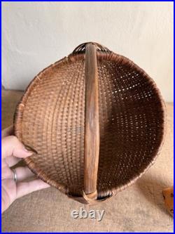 RARE Early Antique 19th C Handmade Basket Patina AMAZING GOD's Eyes