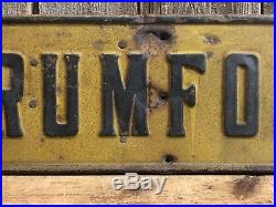 RARE Early Antique RUMFORD Maine Traffic Direction Road Street Hand Sign