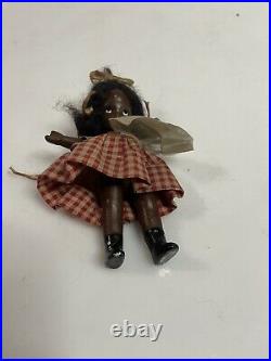 RARE Early Judy Ann Antique Black African American Girl Doll USA 5 1/2 W Dress