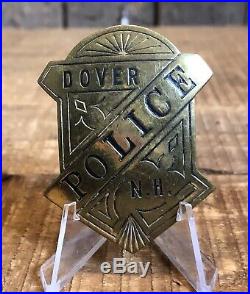 RARE Early Original Antique Obsolete Dover NH Radiator Police Brass Badge
