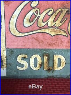 RARE Early Real Original Antique 1920 Ice Cold Coca Cola Sold Here SIGN