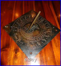 RARE Early Victorian Bronze Gothic Arabic Numerals Windmill Time Flies Sundial